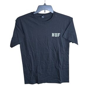 HUF Classic Logo Short Sleeve Black T-Shirt -Men's Size Medium, Unisex Styling